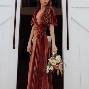 Velvet wrap maxi dress